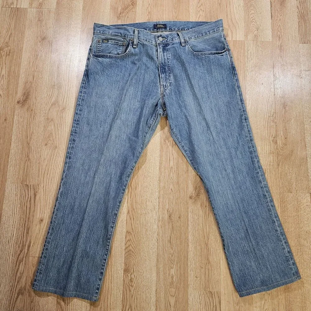 Polo Ralph‎ Lauren Jeans Mens 36x32 Blue Cotton Straight Leg Pocket Casual Denim